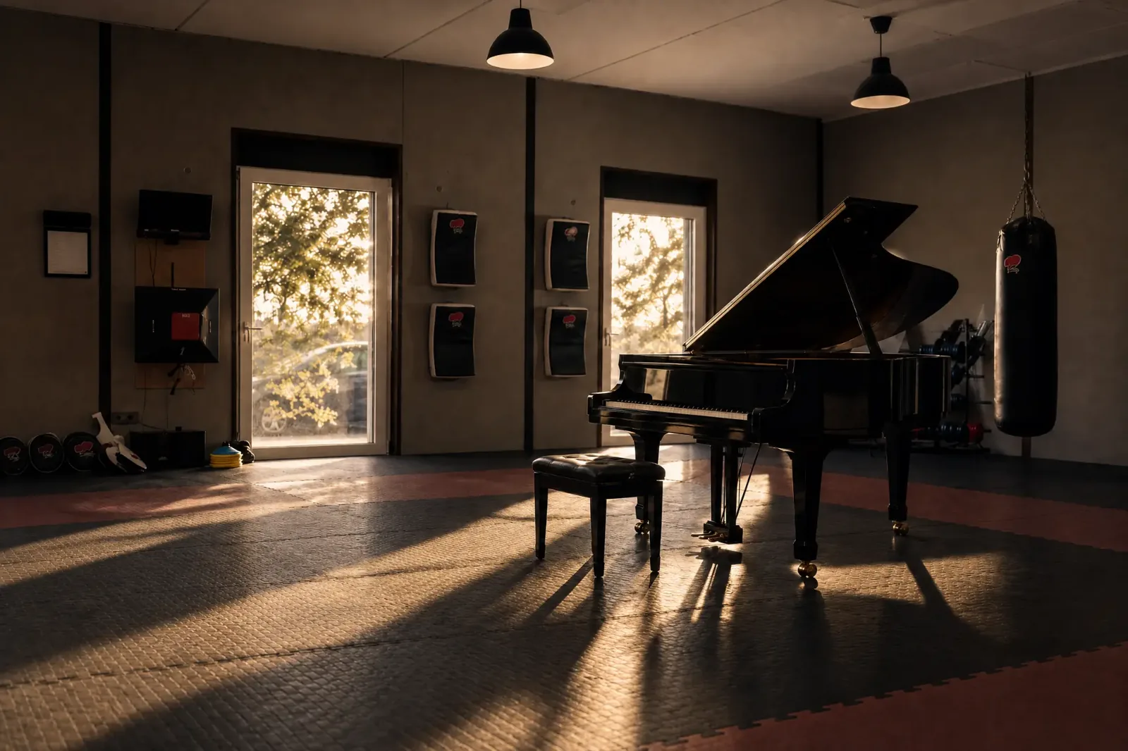 Flügel in der Kampfkunstschule – Piano trifft Matte